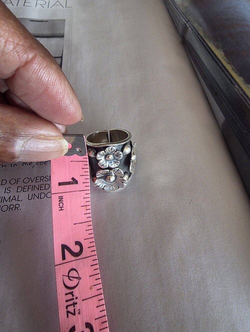 🌼Floral SilverTaxco Made Ring Adjustable Fits Size 6-8 - Picture 16 of 16